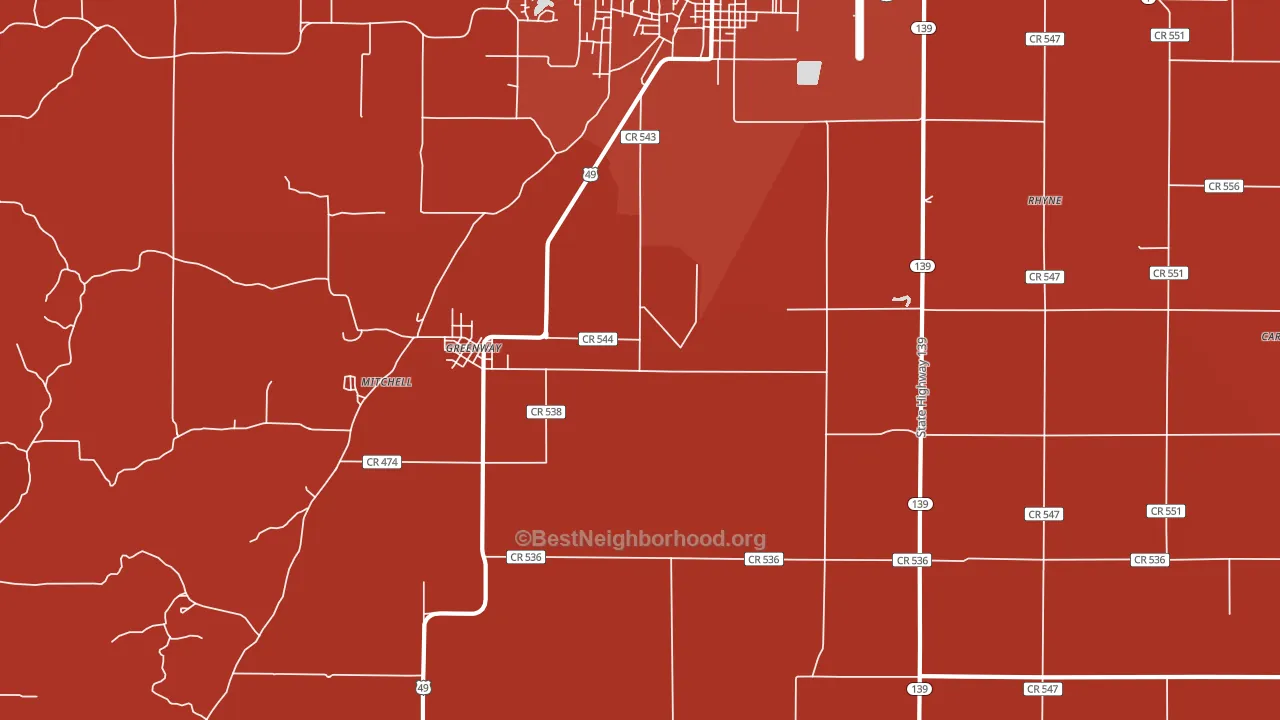 72430, AR block-group political-lean map