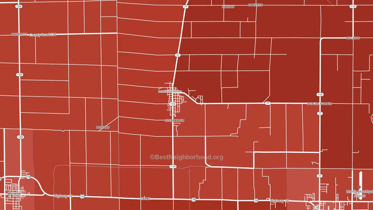 72438, AR block-group political-lean map