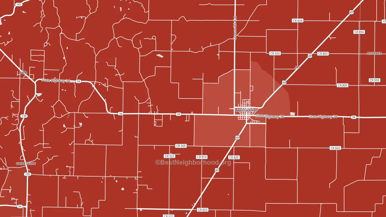 72443, AR block-group political-lean map