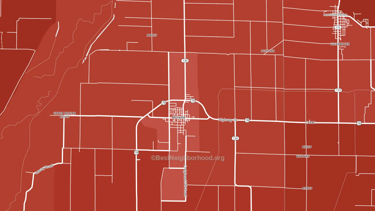 72447, AR block-group political-lean map