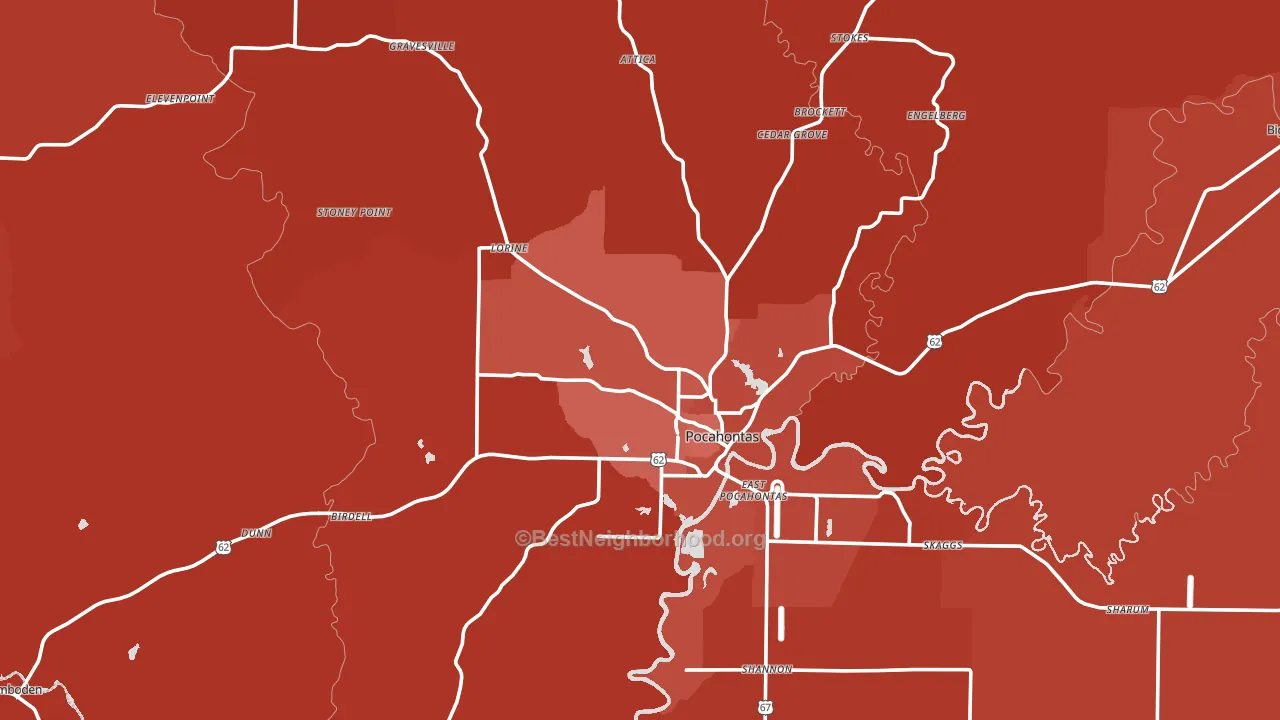 72455, AR block-group political-lean map