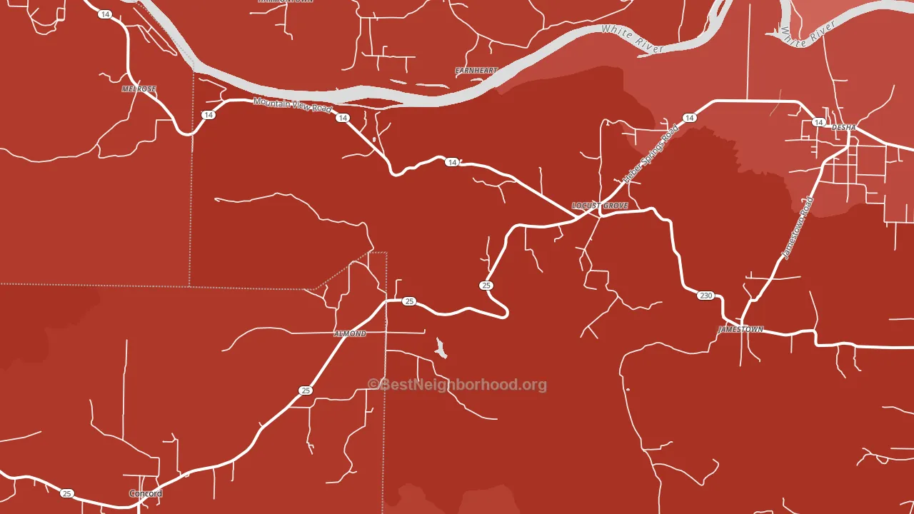 72550, AR block-group political-lean map