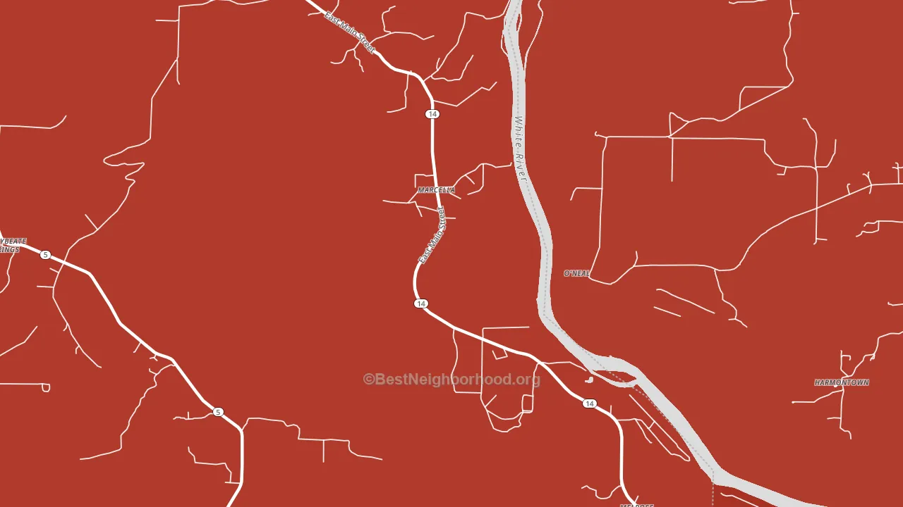 72555, AR block-group political-lean map