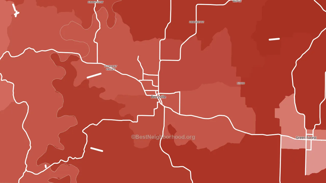 72616, AR block-group political-lean map