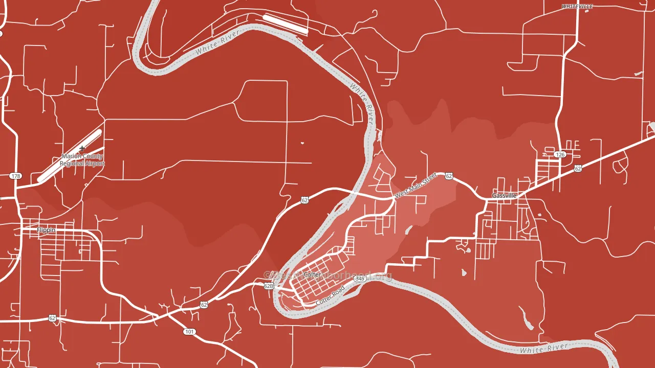 72626, AR block-group political-lean map
