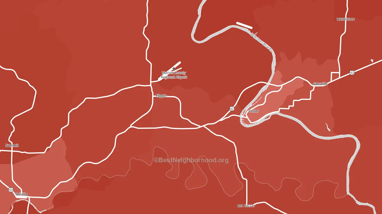 72634, AR block-group political-lean map