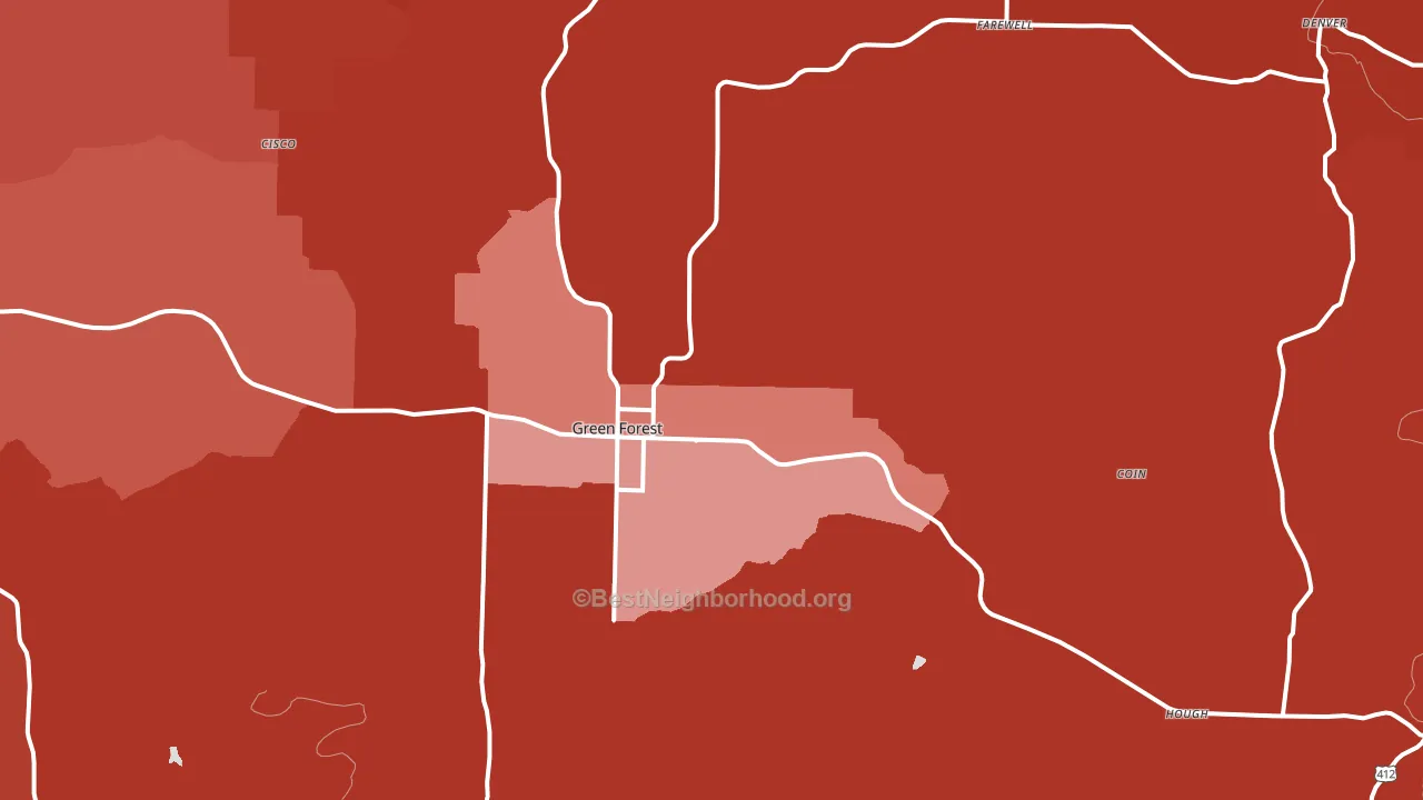 72638, AR block-group political-lean map