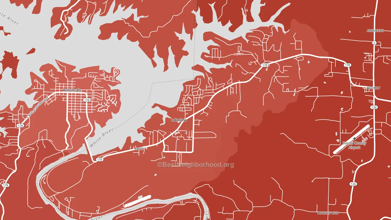 72642, AR block-group political-lean map