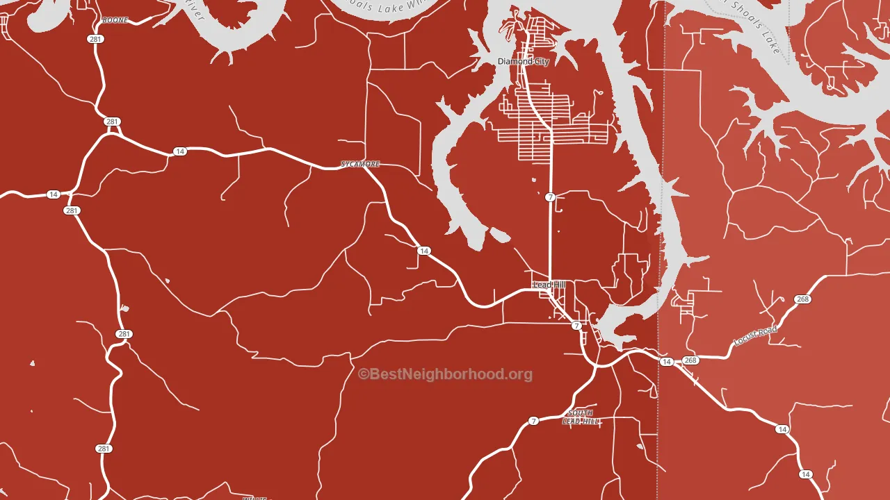72644, AR block-group political-lean map