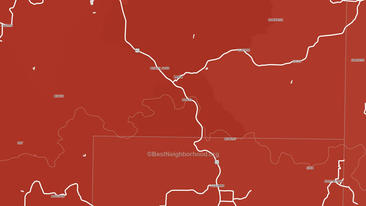 72645, AR block-group political-lean map