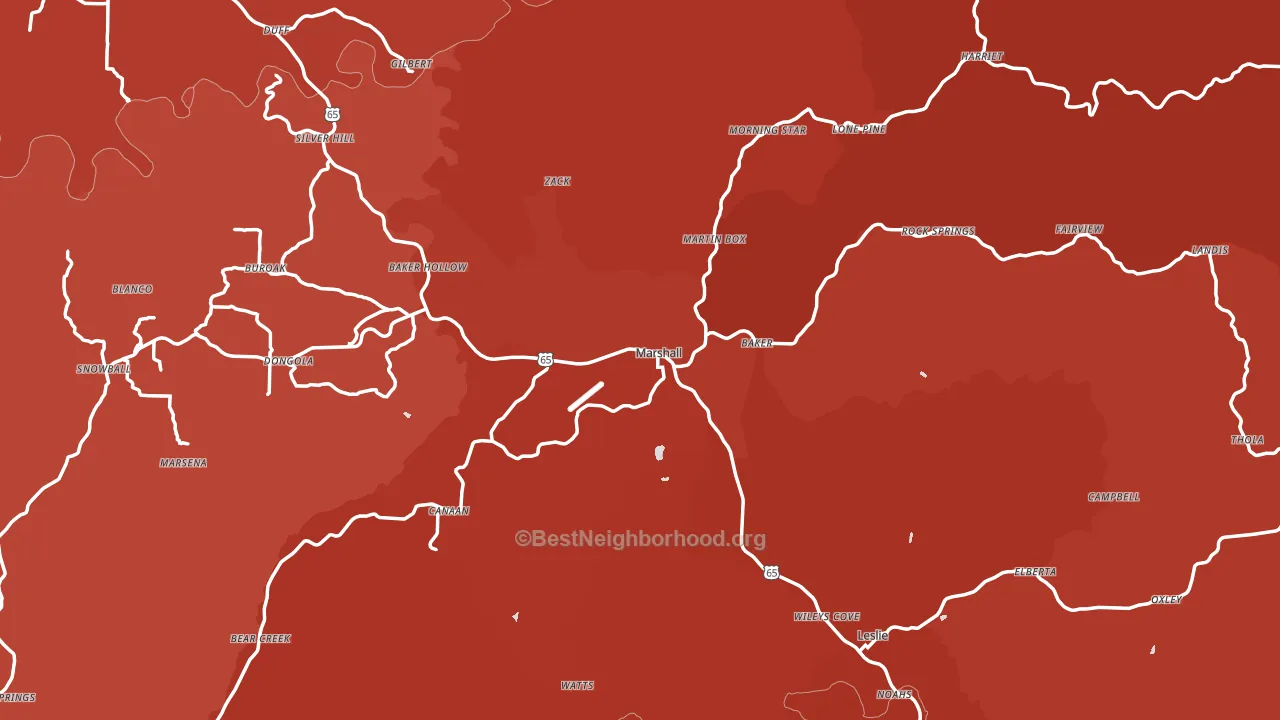 72650, AR block-group political-lean map