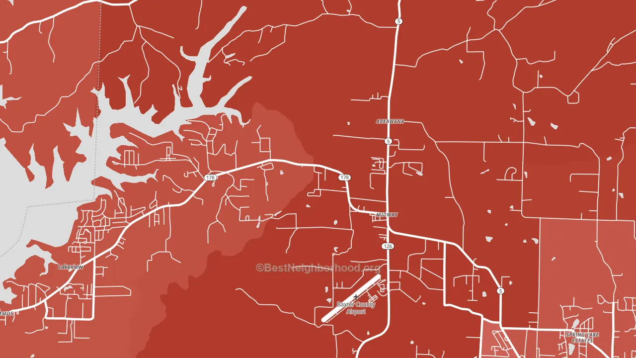 72651, AR block-group political-lean map