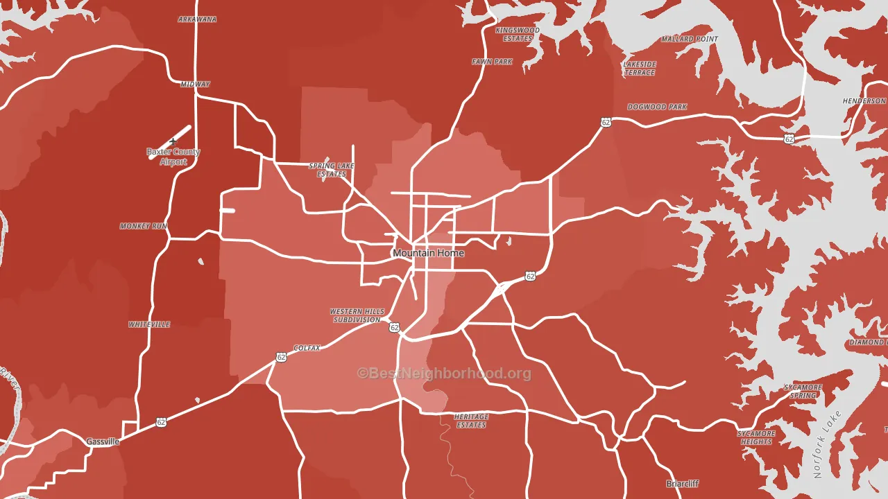 72653, AR block-group political-lean map