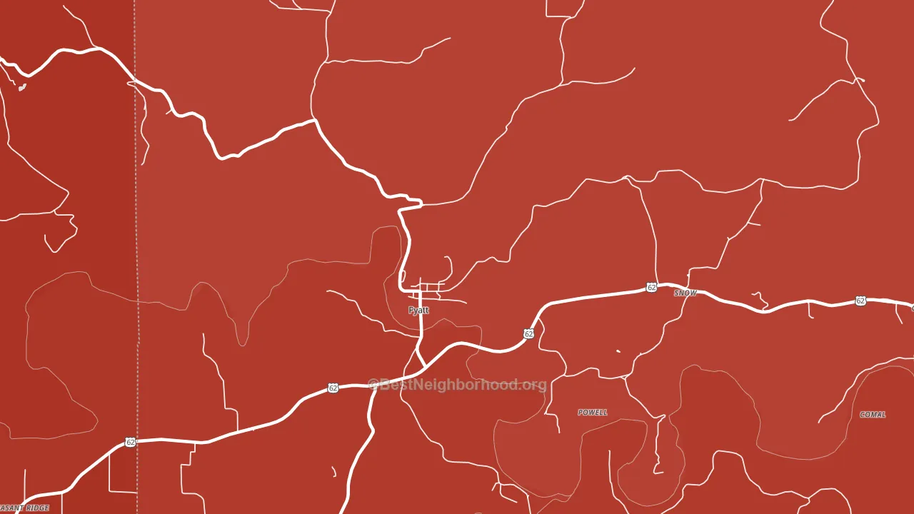 72672, AR block-group political-lean map