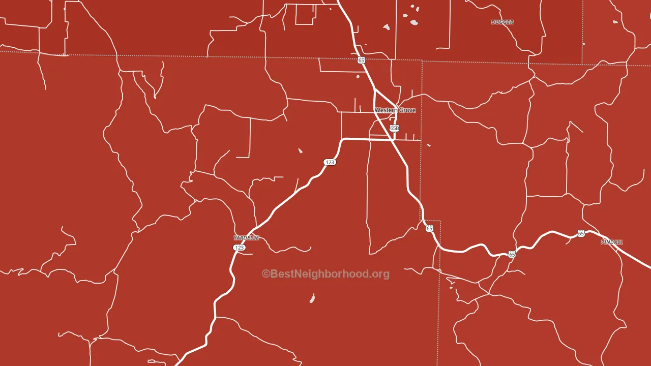 72685, AR block-group political-lean map