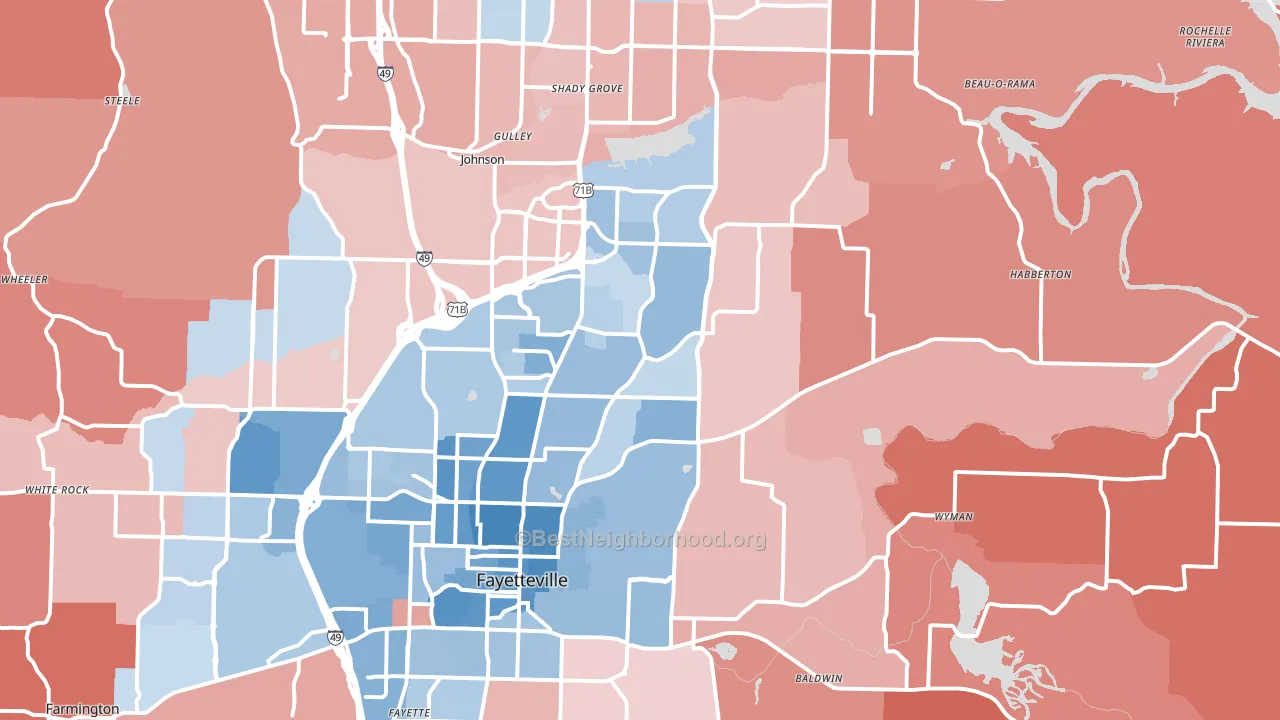 72703, AR block-group political-lean map