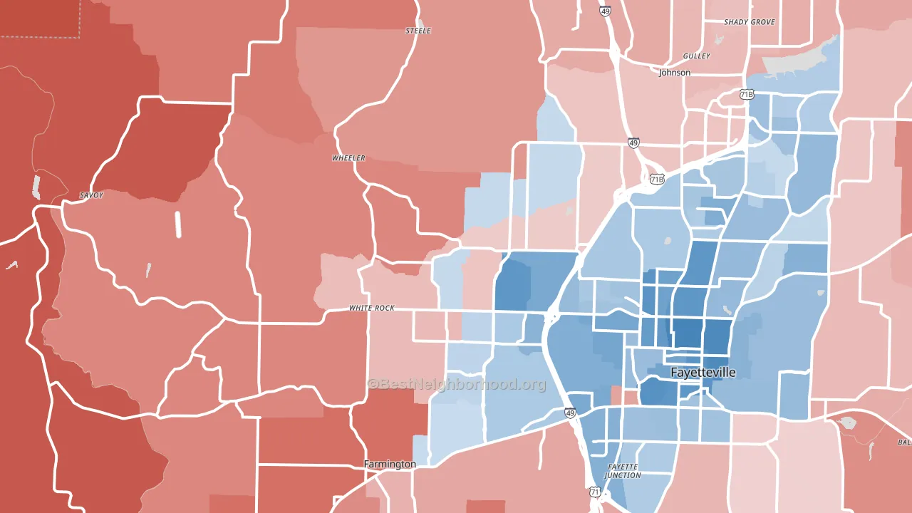 72704, AR block-group political-lean map