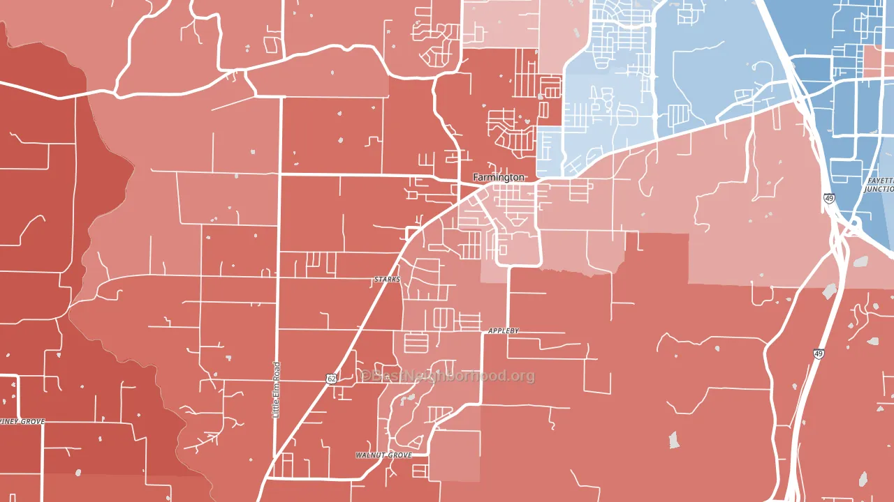 72730, AR block-group political-lean map