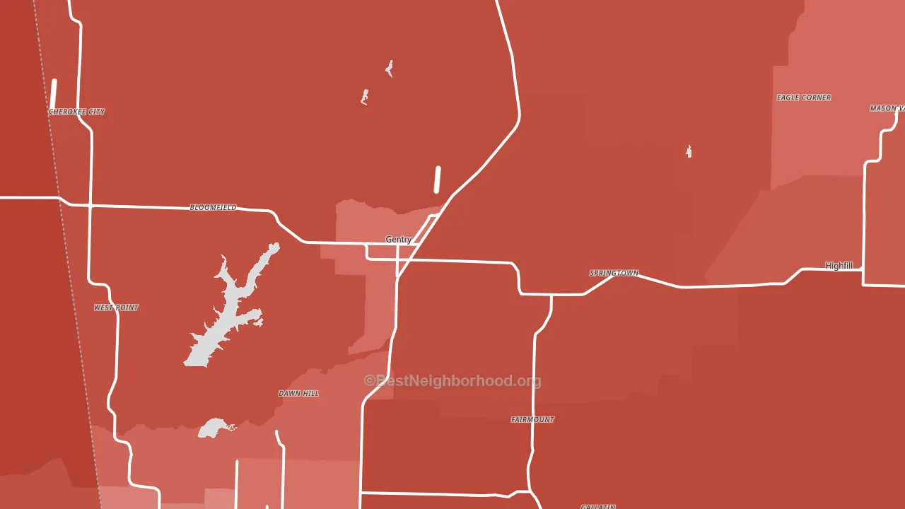 72734, AR block-group political-lean map