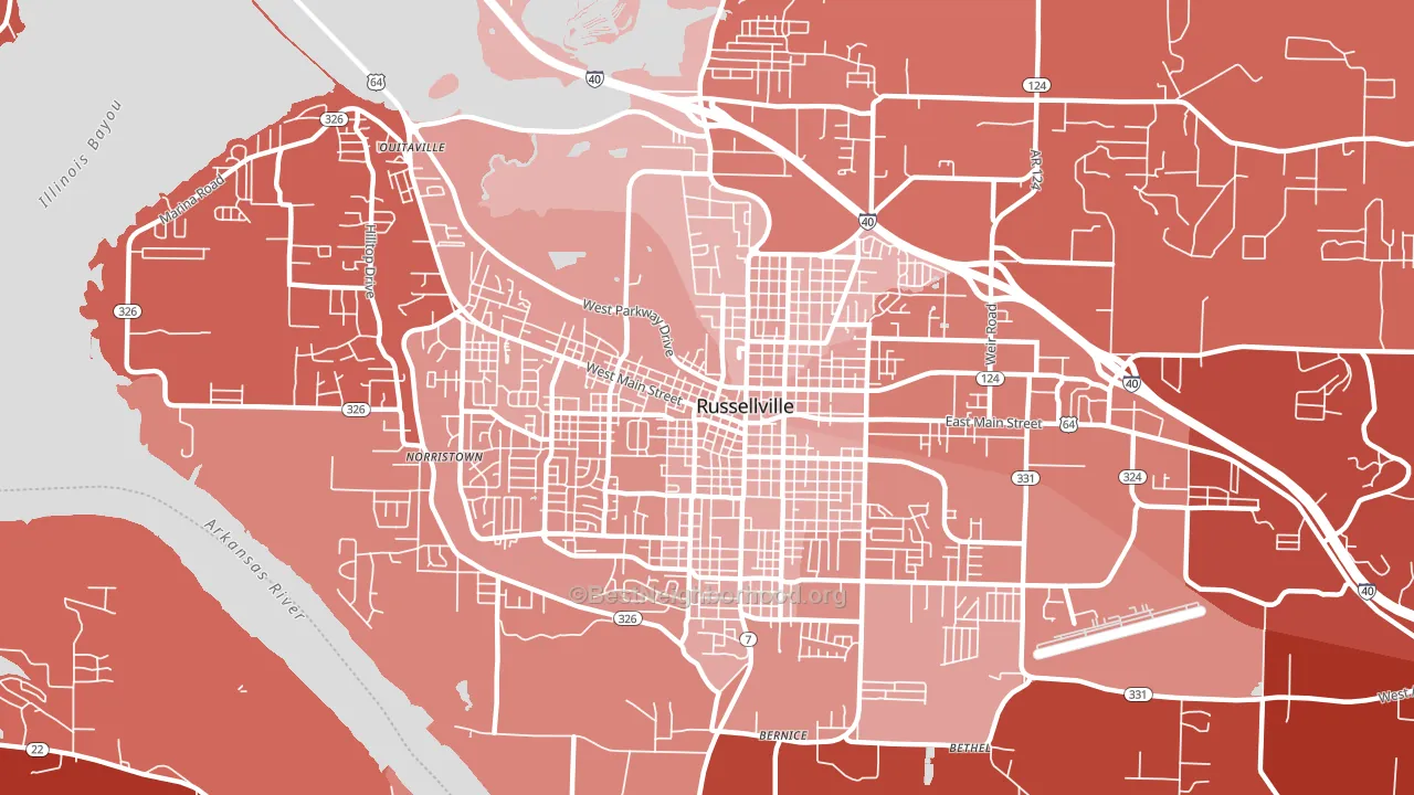 72801, AR block-group political-lean map