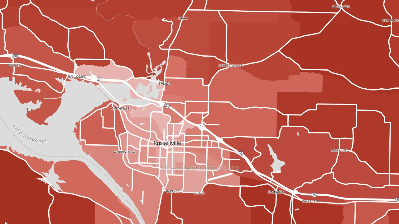 72802, AR block-group political-lean map