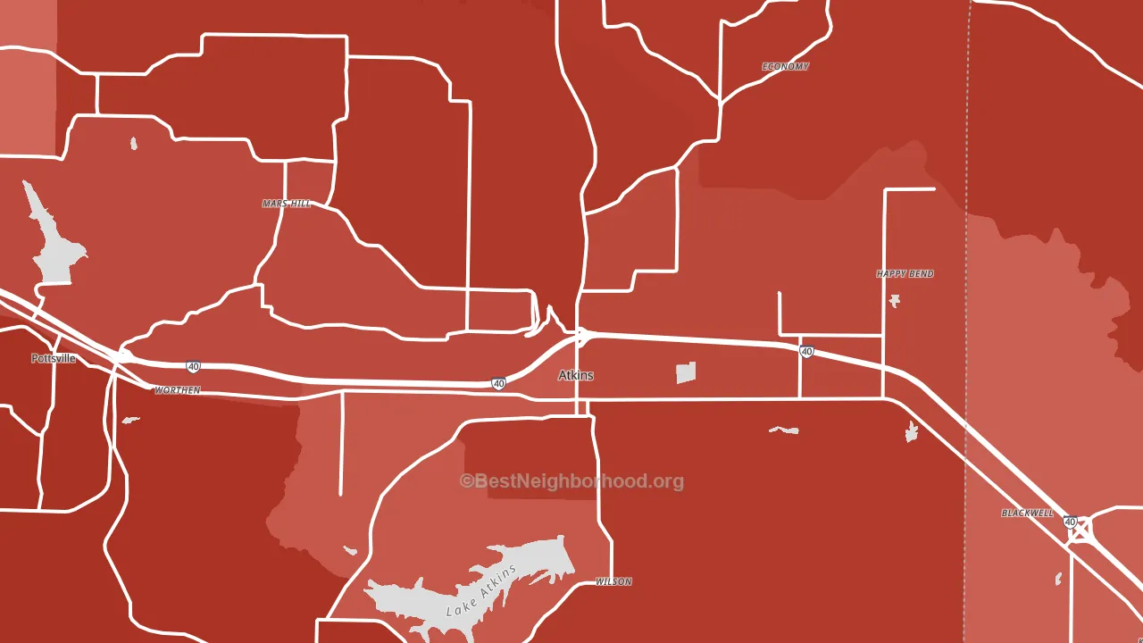 72823, AR block-group political-lean map