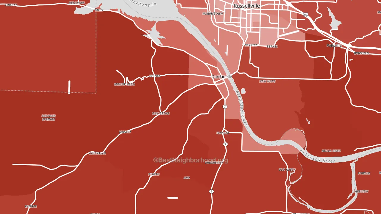 72834, AR block-group political-lean map