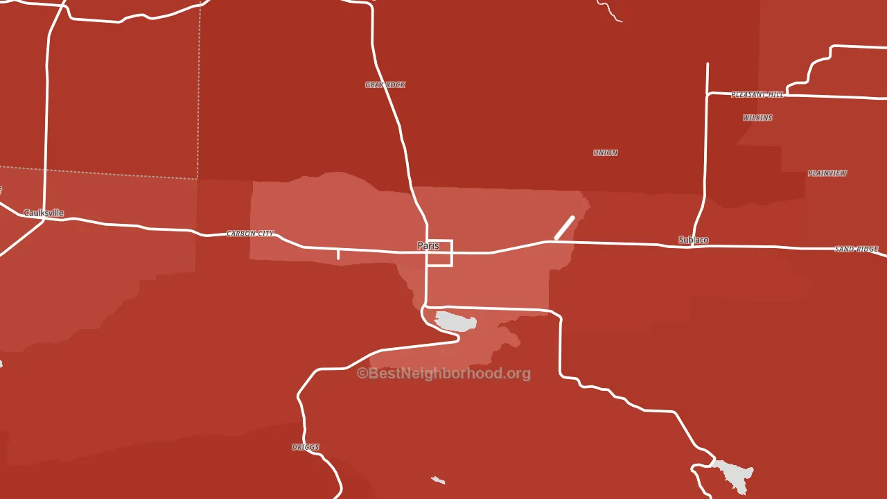 72855, AR block-group political-lean map