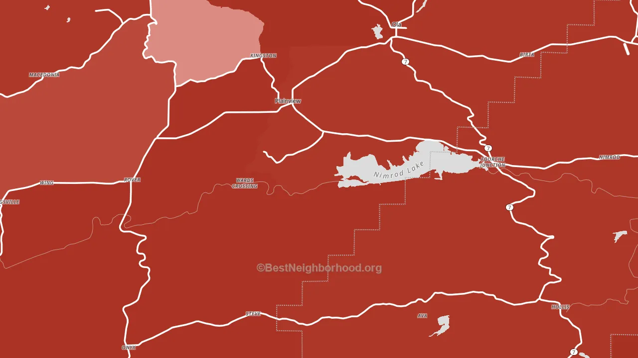 72857, AR block-group political-lean map