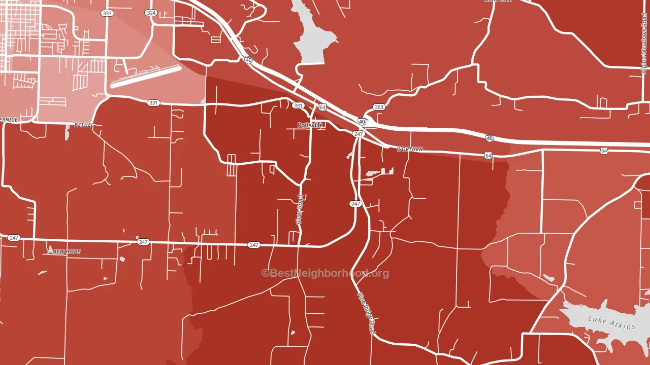 72858, AR block-group political-lean map