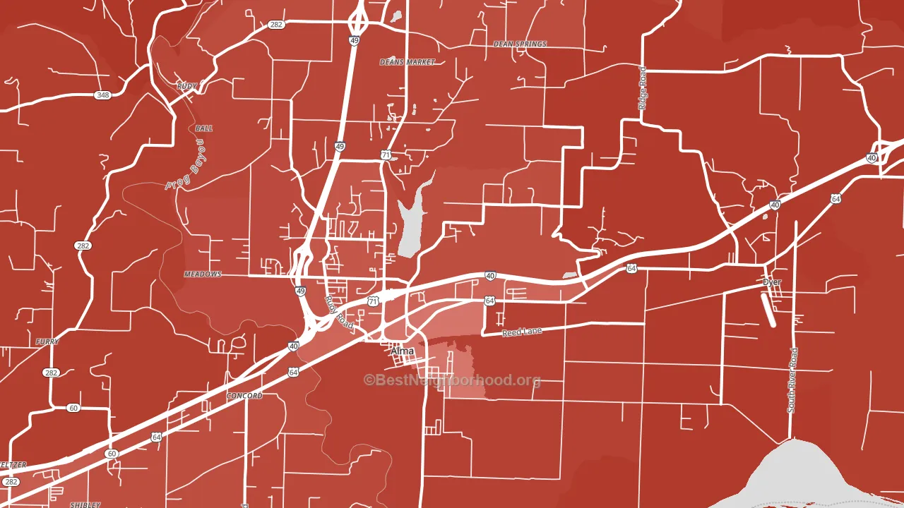 72921, AR block-group political-lean map