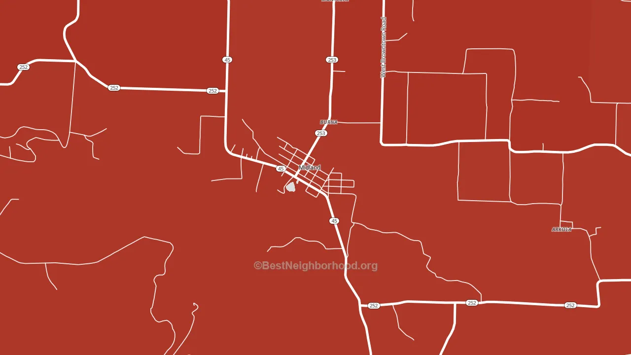72945, AR block-group political-lean map