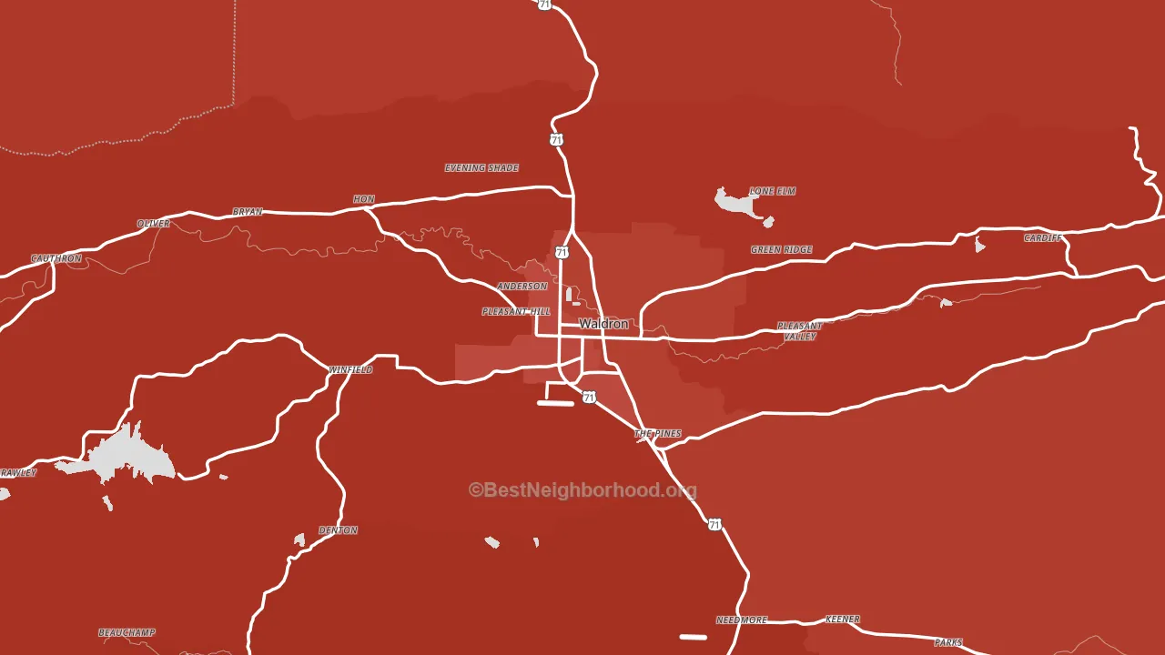 72958, AR block-group political-lean map
