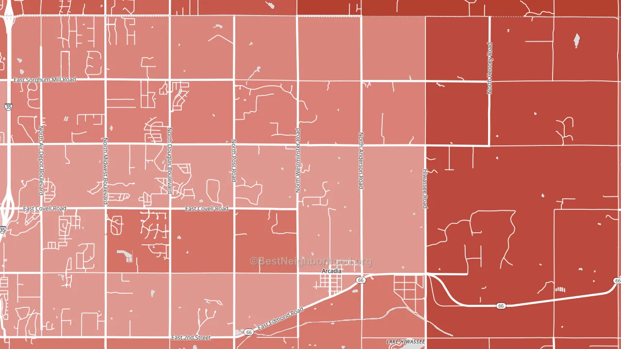 73007, OK block-group political-lean map