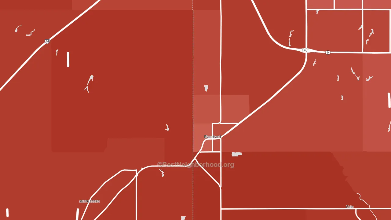 73010, OK block-group political-lean map