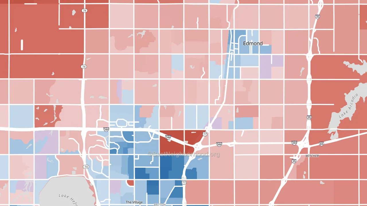 73013, OK block-group political-lean map