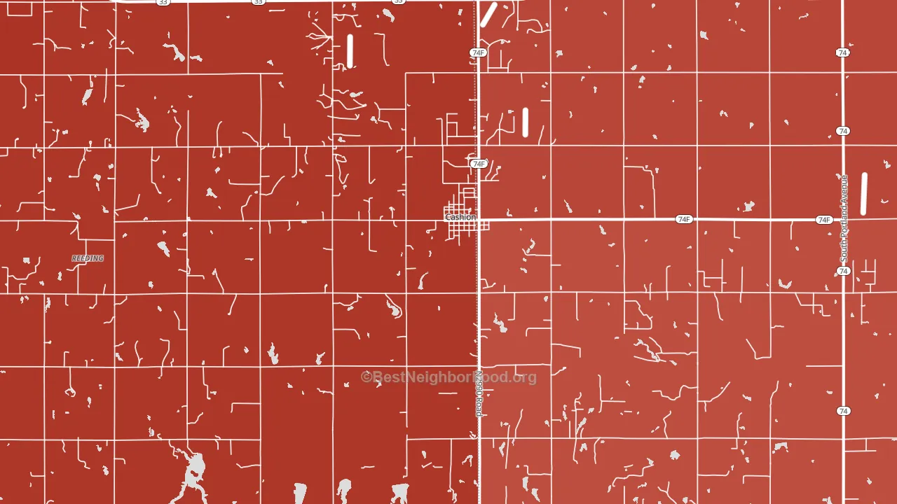 73016, OK block-group political-lean map