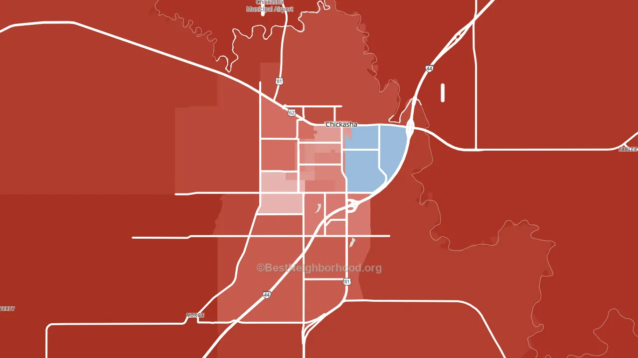 73018, OK block-group political-lean map