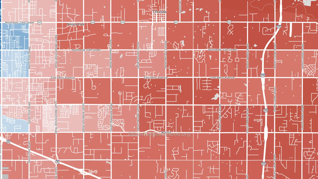 73020, OK block-group political-lean map