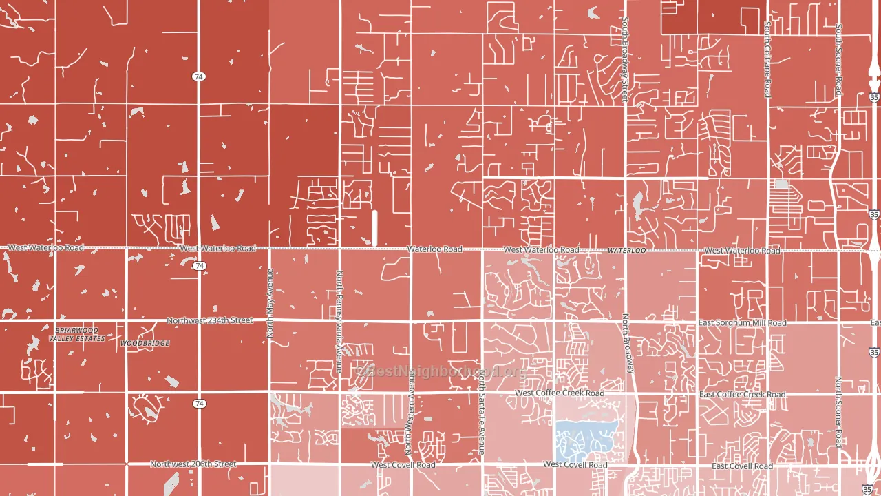 73025, OK block-group political-lean map