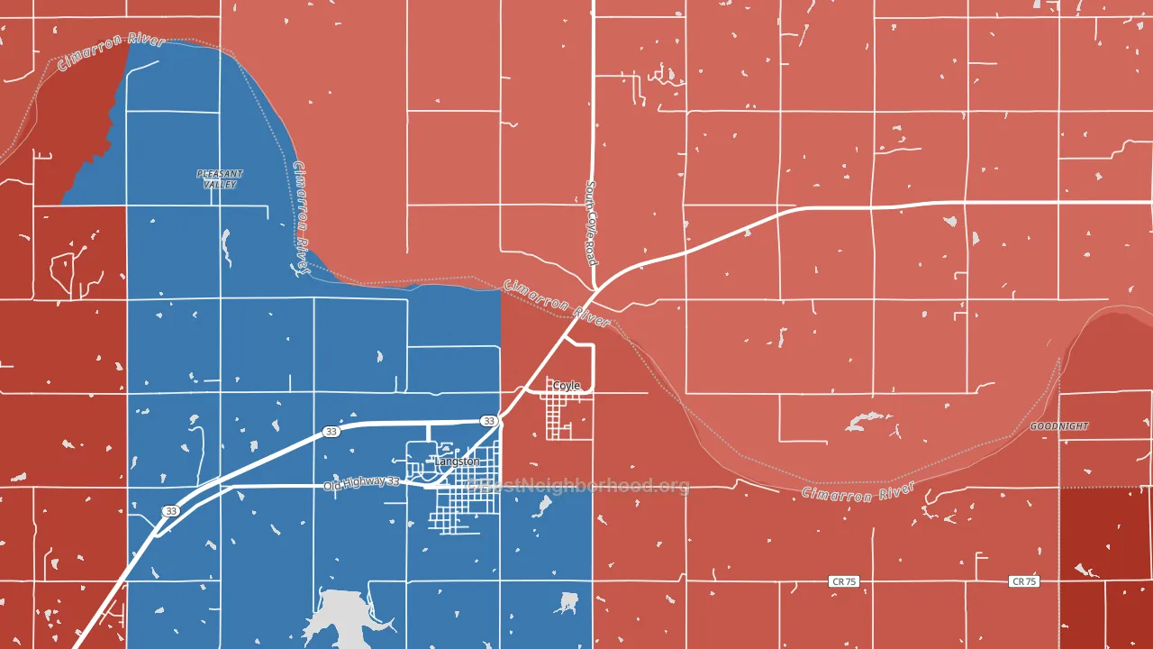 73027, OK block-group political-lean map