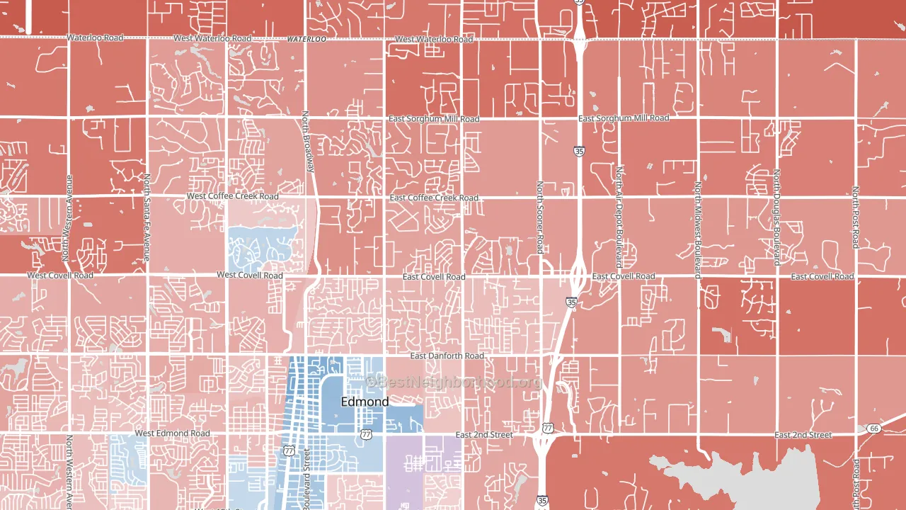 73034, OK block-group political-lean map