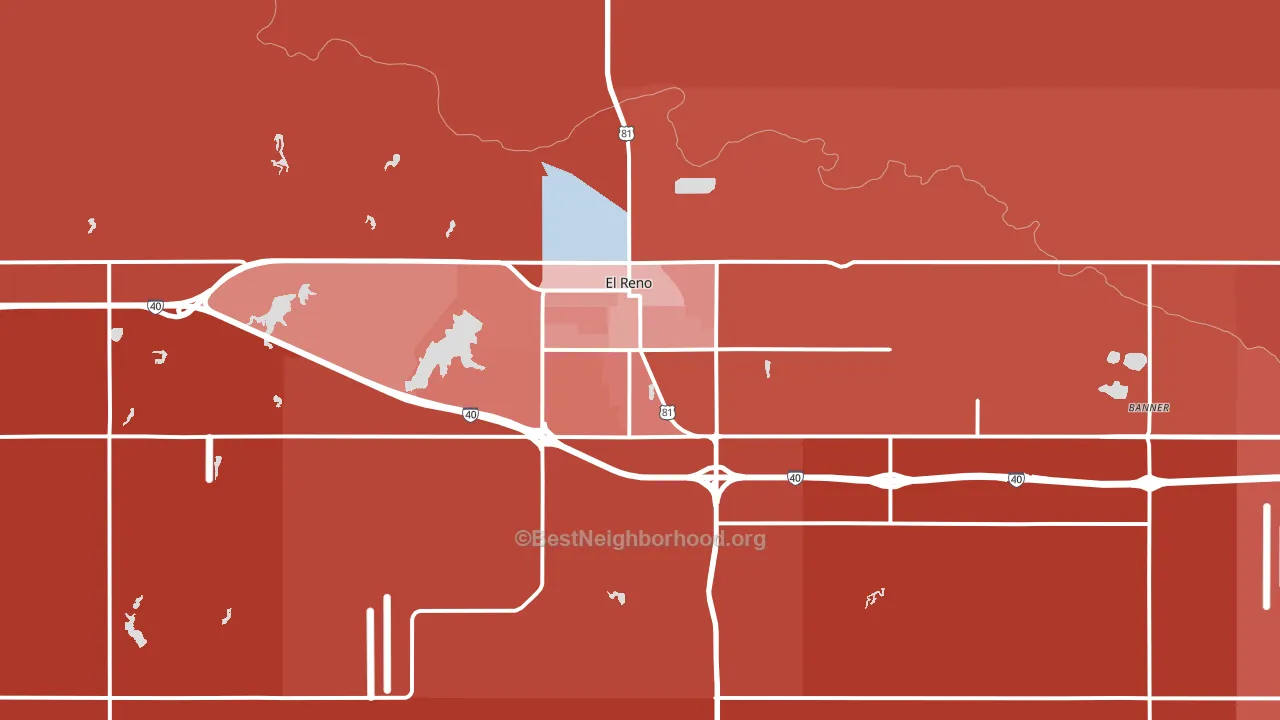 73036, OK block-group political-lean map