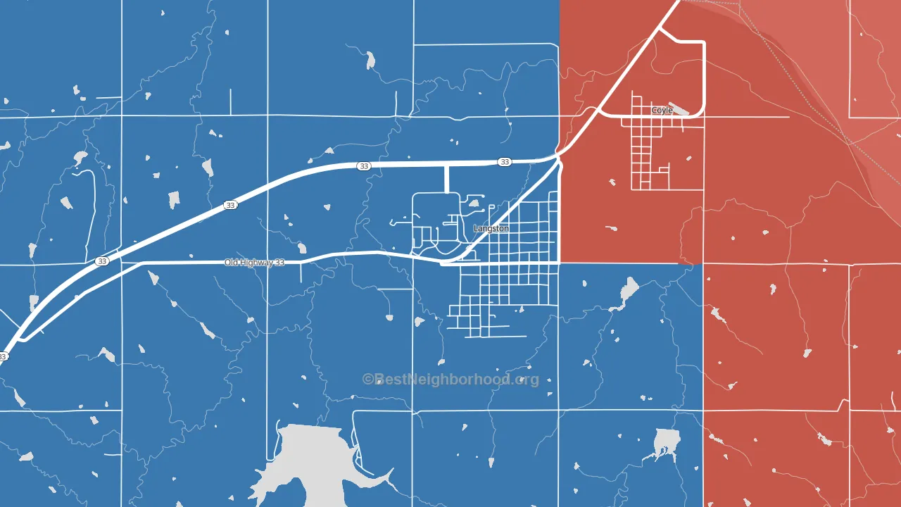 73050, OK block-group political-lean map