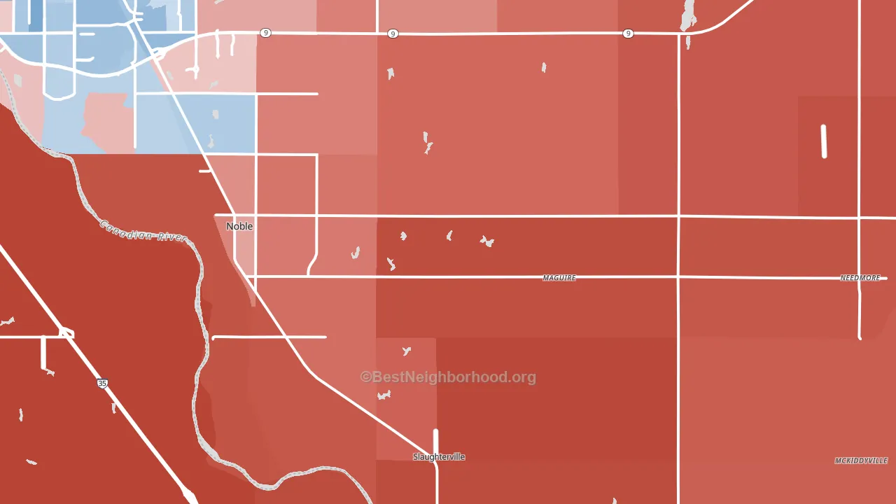 73068, OK block-group political-lean map