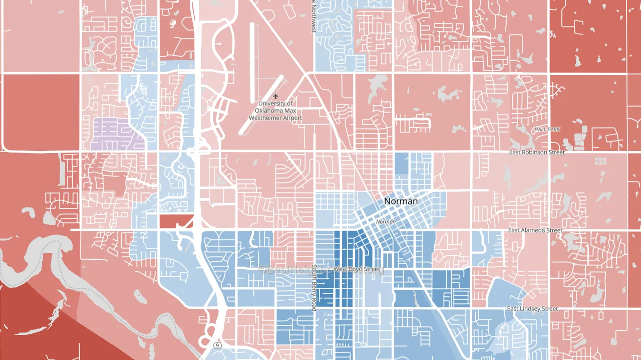 73069, OK block-group political-lean map