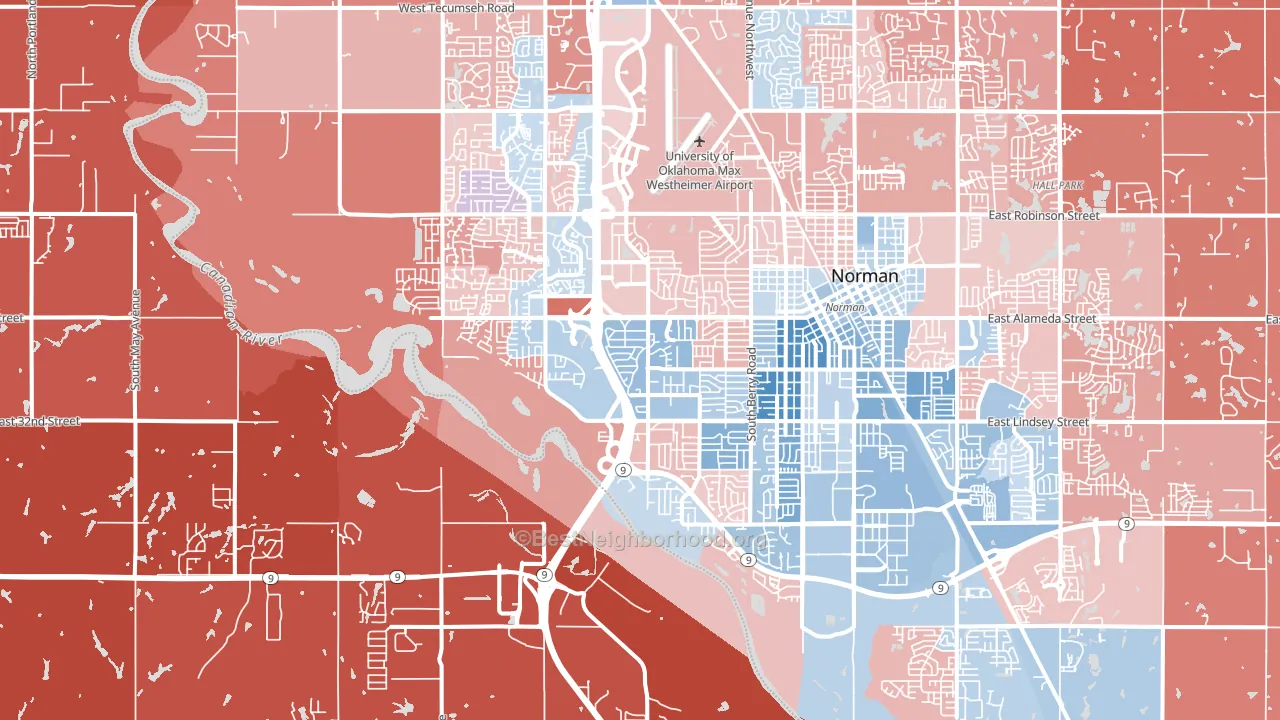 73072, OK block-group political-lean map