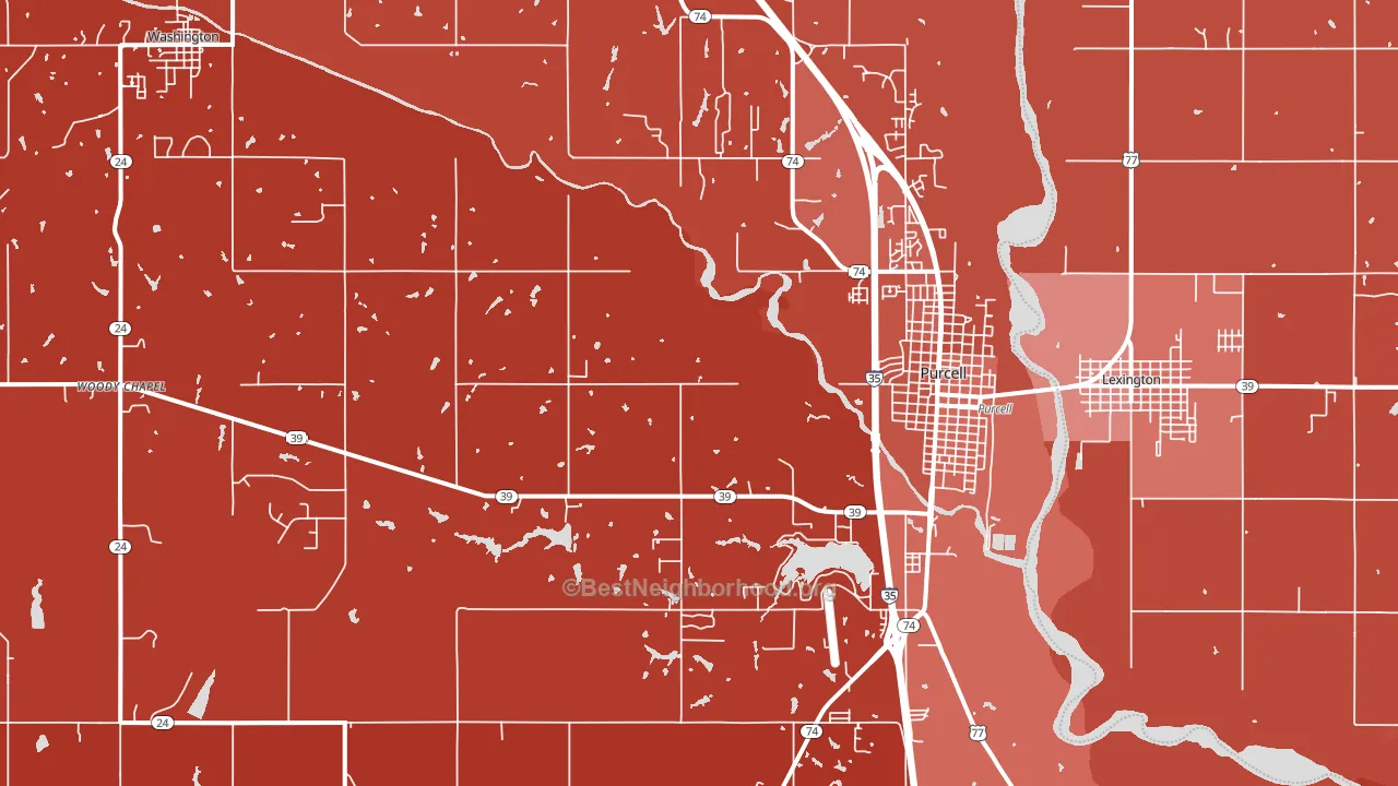 73080, OK block-group political-lean map