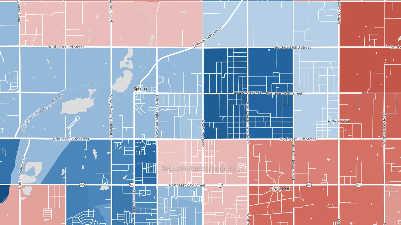 73084, OK block-group political-lean map