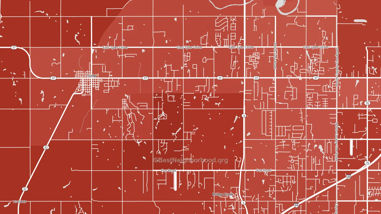 73089, OK block-group political-lean map
